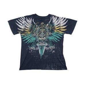 Vintage Xzavier T Shirt Scripts Crosswing Goth Grunge Y2K Shirt Size Large